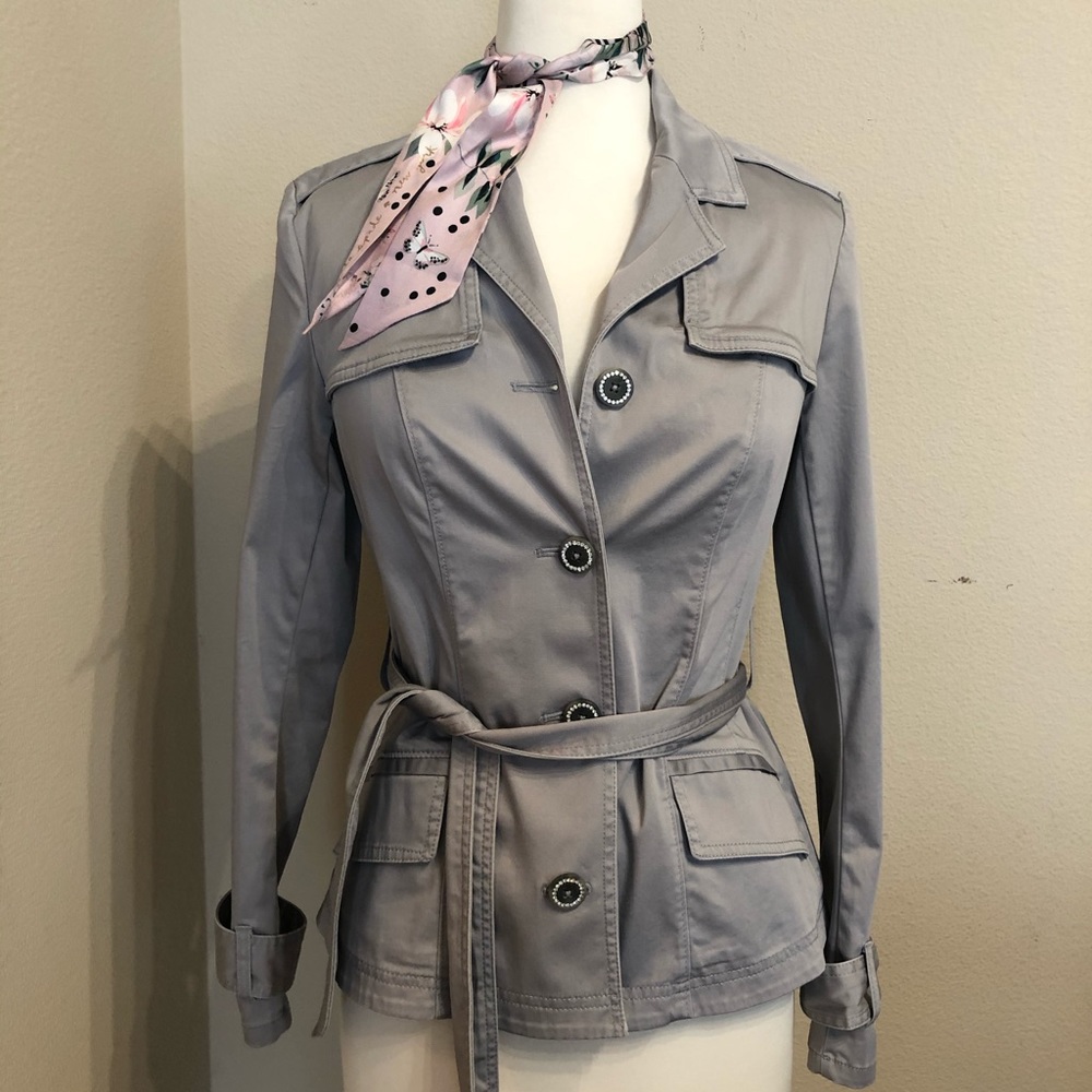 Sateen Grey Jacket w Rhinestone Buttons